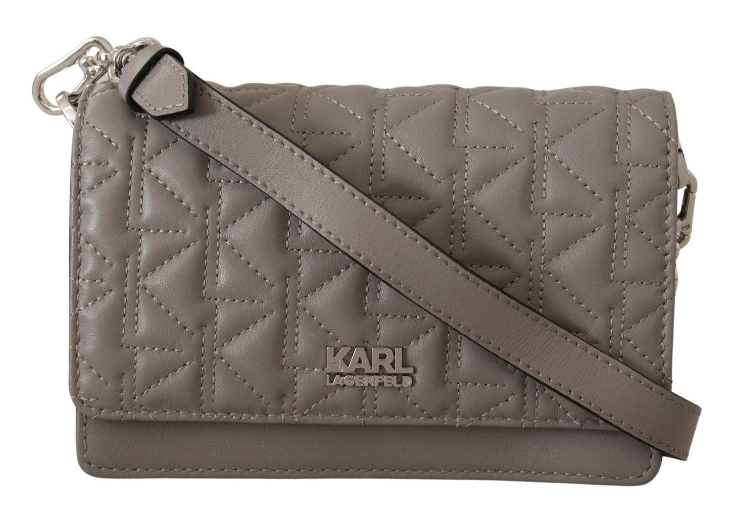 Bolso bandolera de cuero gris claro