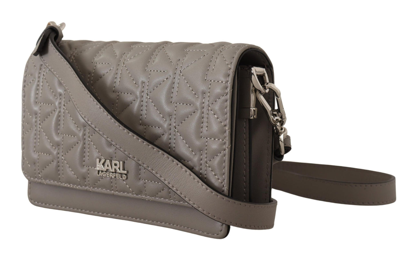 Bolso bandolera de cuero gris claro