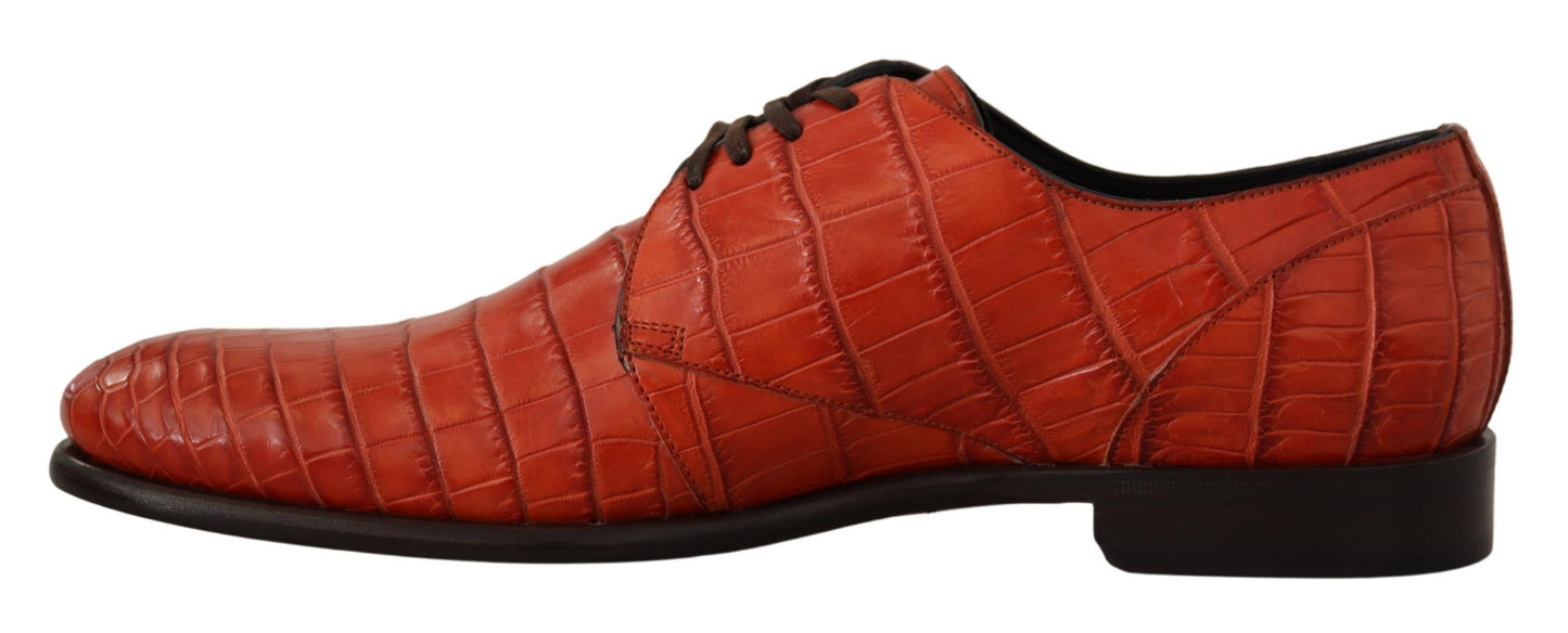 Orangefarbene Derby-Schuhe aus exotischem Leder