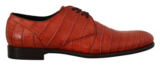 Orangefarbene Derby-Schuhe aus exotischem Leder