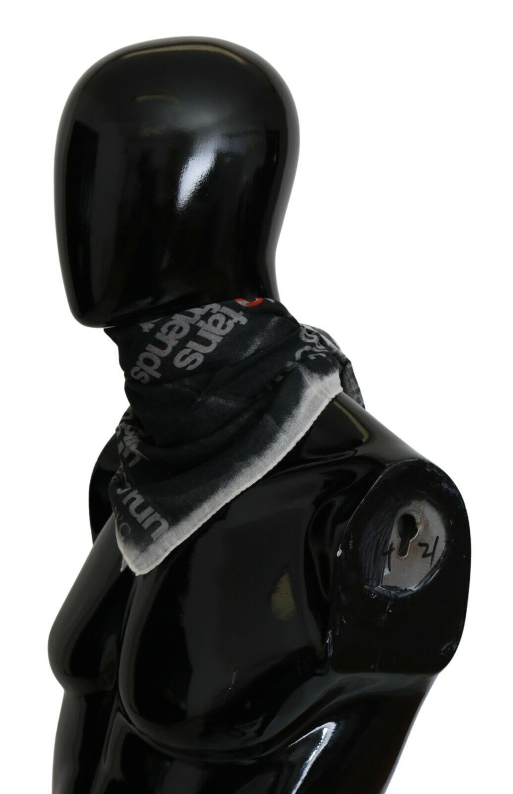 Bufanda tipo fular de lana gris oscuro con marca