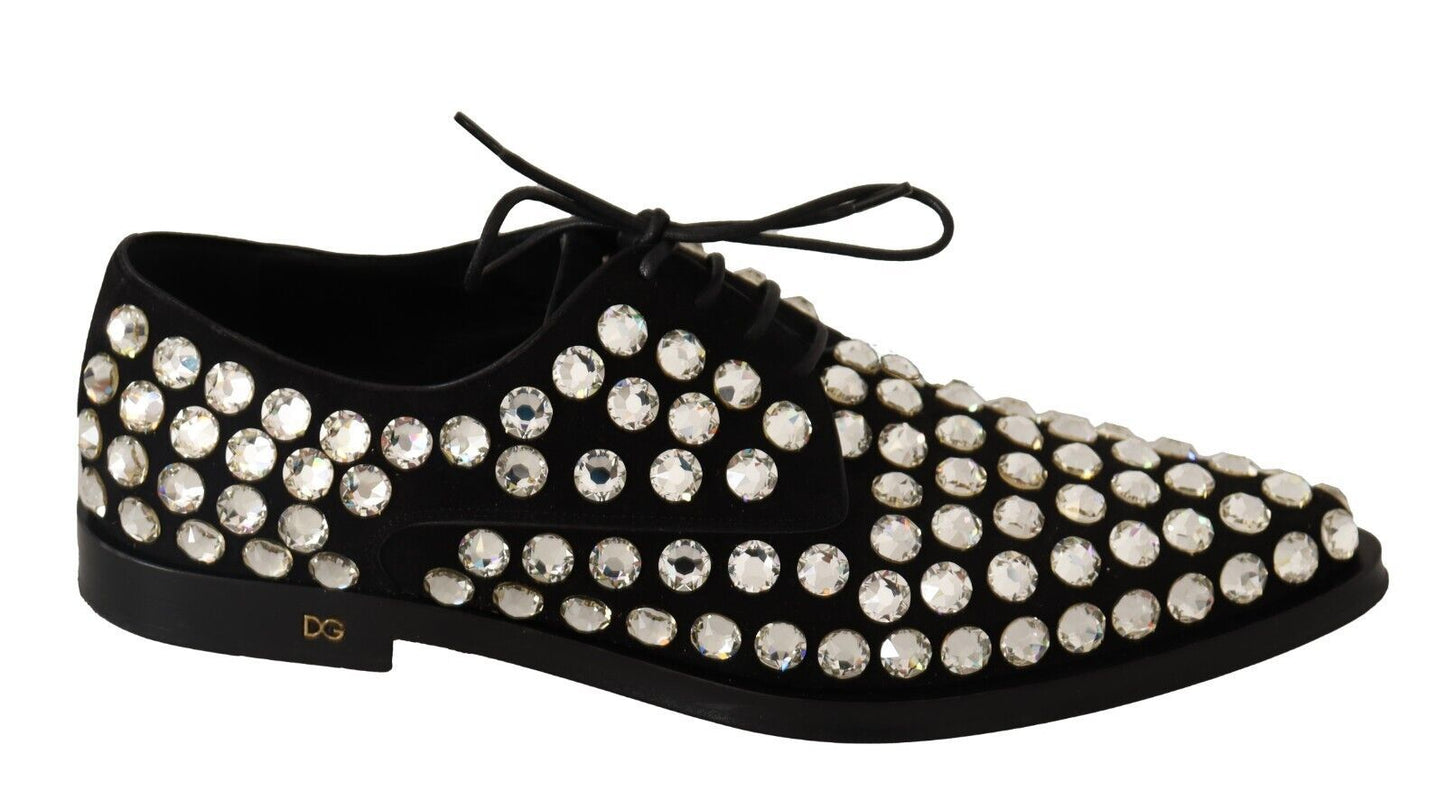 Zapatos formales con cordones y cristales de cuero negro