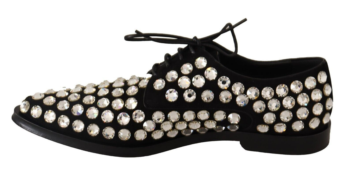 Zapatos formales con cordones y cristales de cuero negro