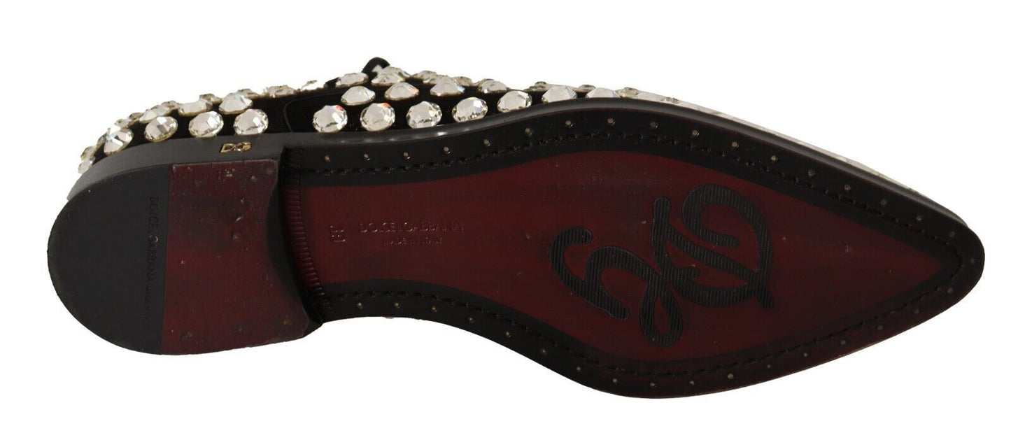Zapatos formales con cordones y cristales de cuero negro