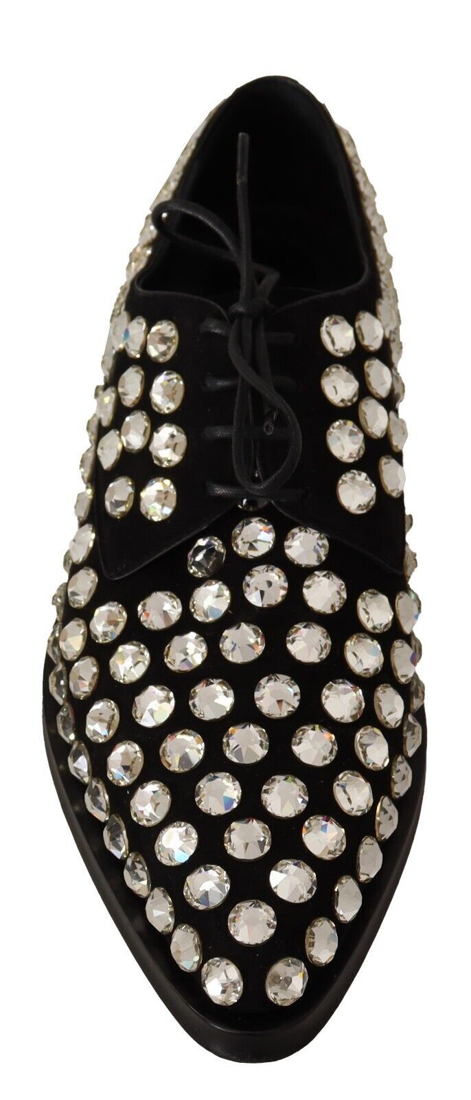 Zapatos formales con cordones y cristales de cuero negro
