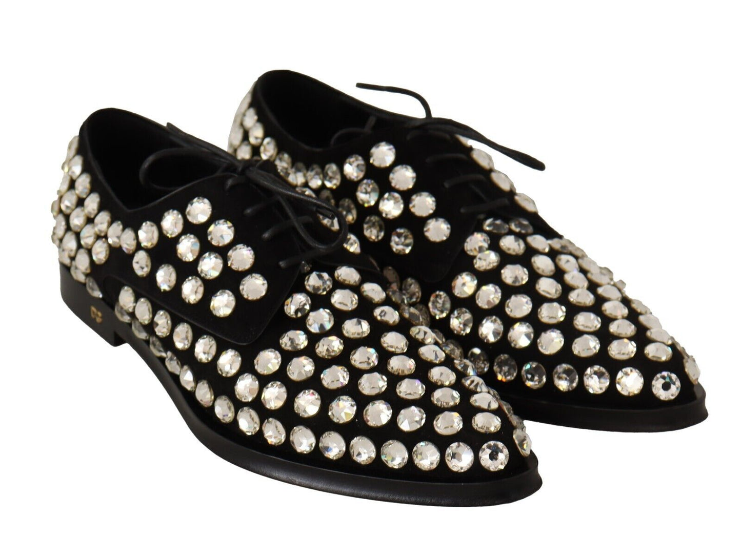 Zapatos formales con cordones y cristales de cuero negro