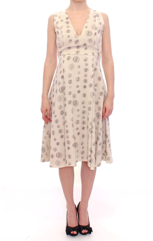 Abito shift elegante in lana bianca con stampa grigia di Andrea Incontri