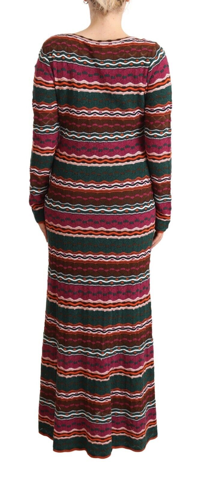 Vestido tubo largo de punto de lana a rayas multicolores