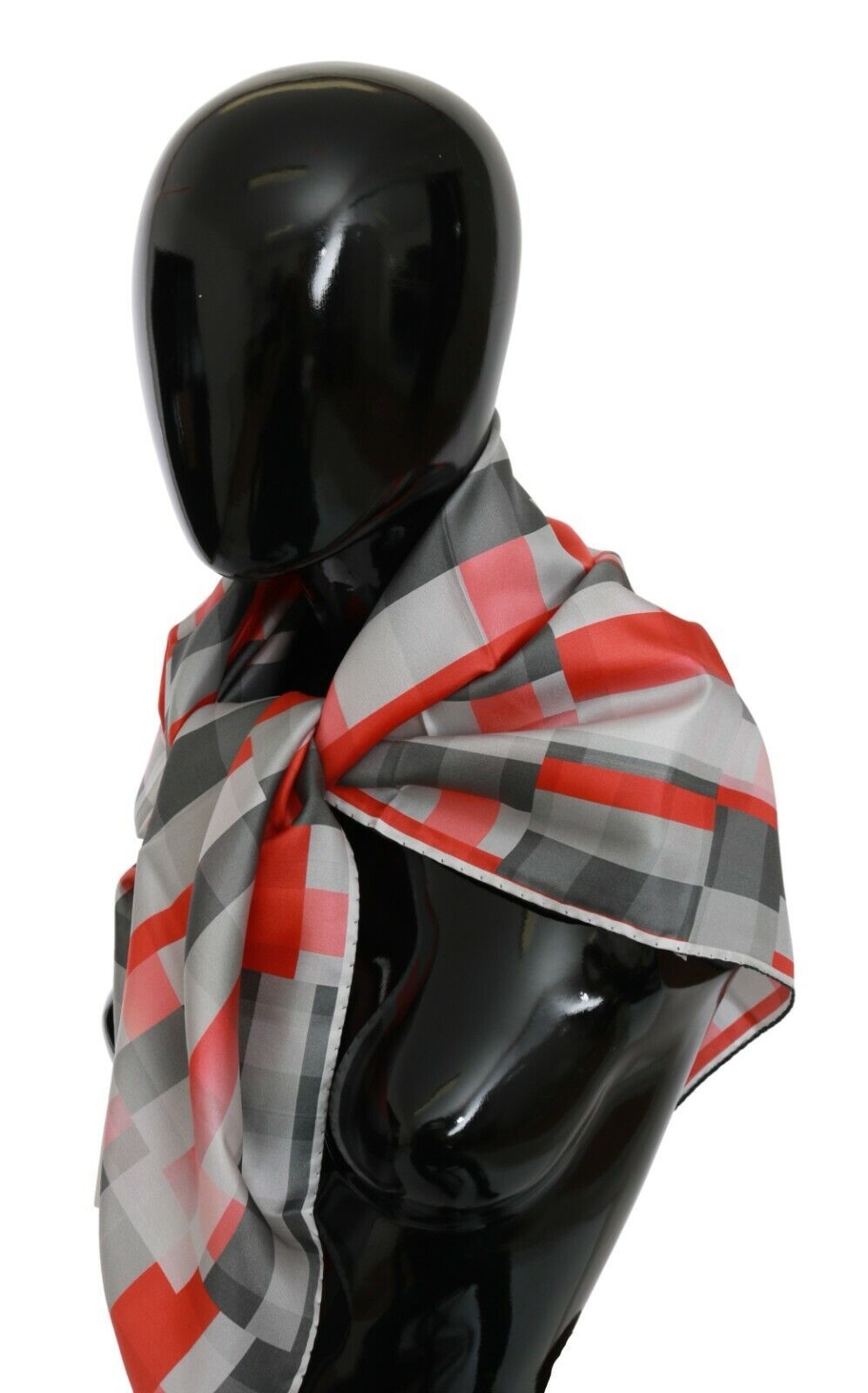Sciarpa avvolgente con foulard in seta grigia rossa