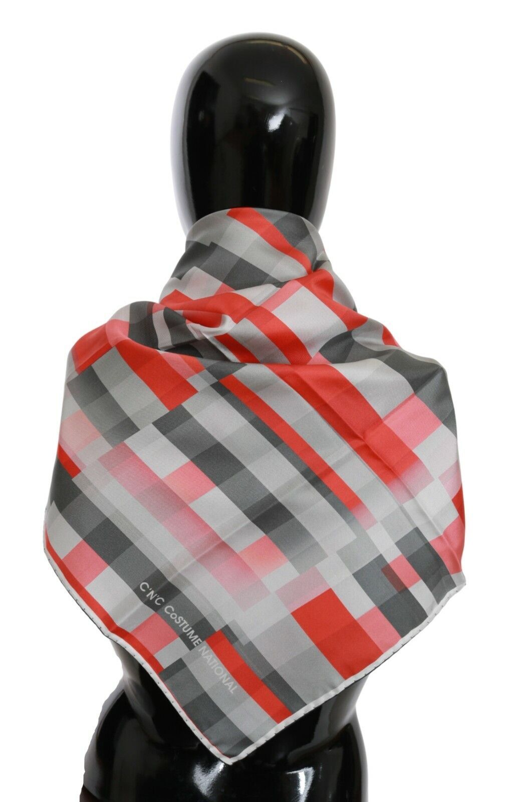 Sciarpa avvolgente con foulard in seta grigia rossa