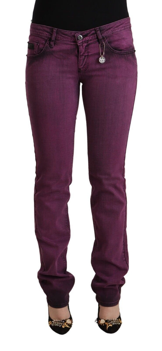 Jeans in denim slim fit elasticizzati in cotone viola