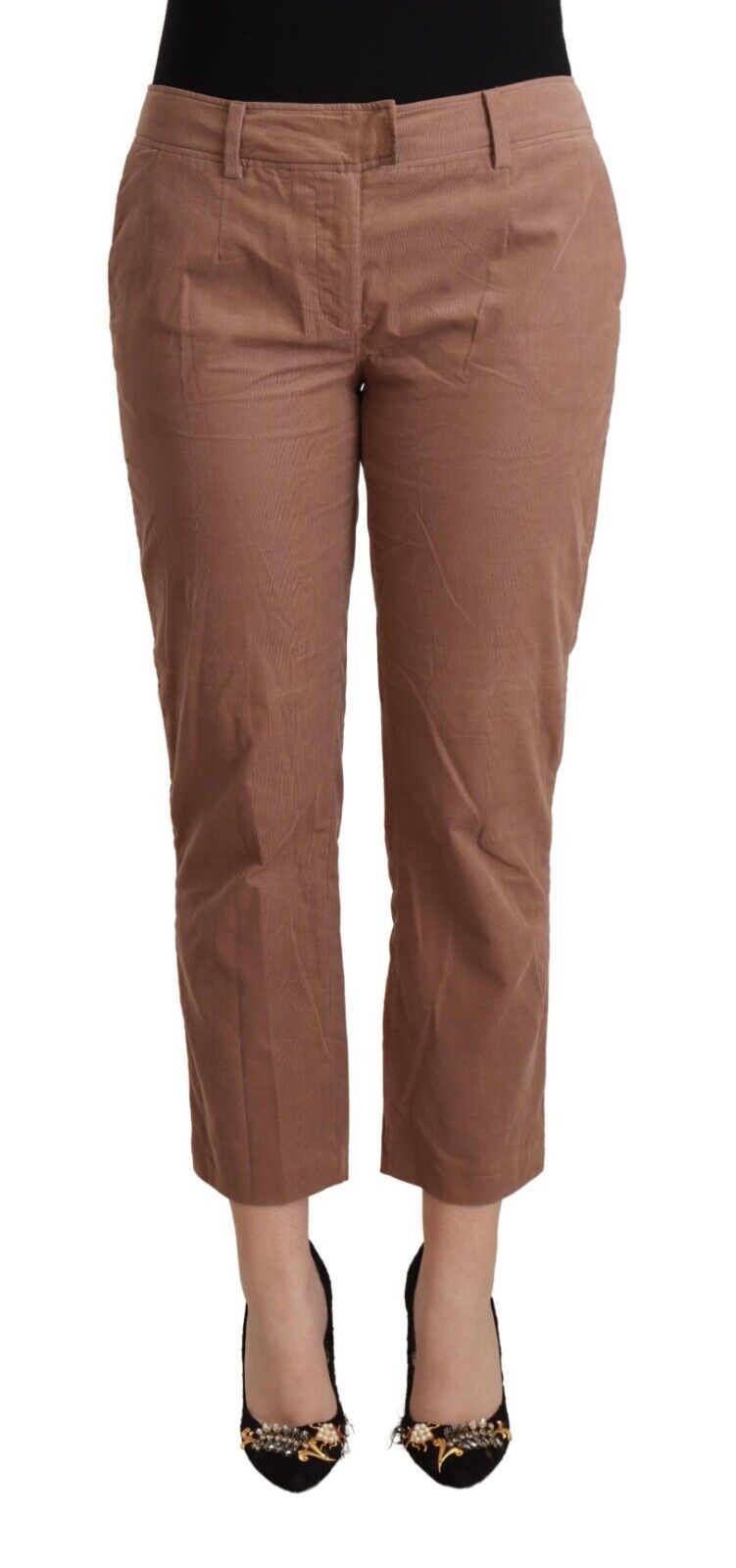 Pantalones cortos de corte cónico de algodón marrón