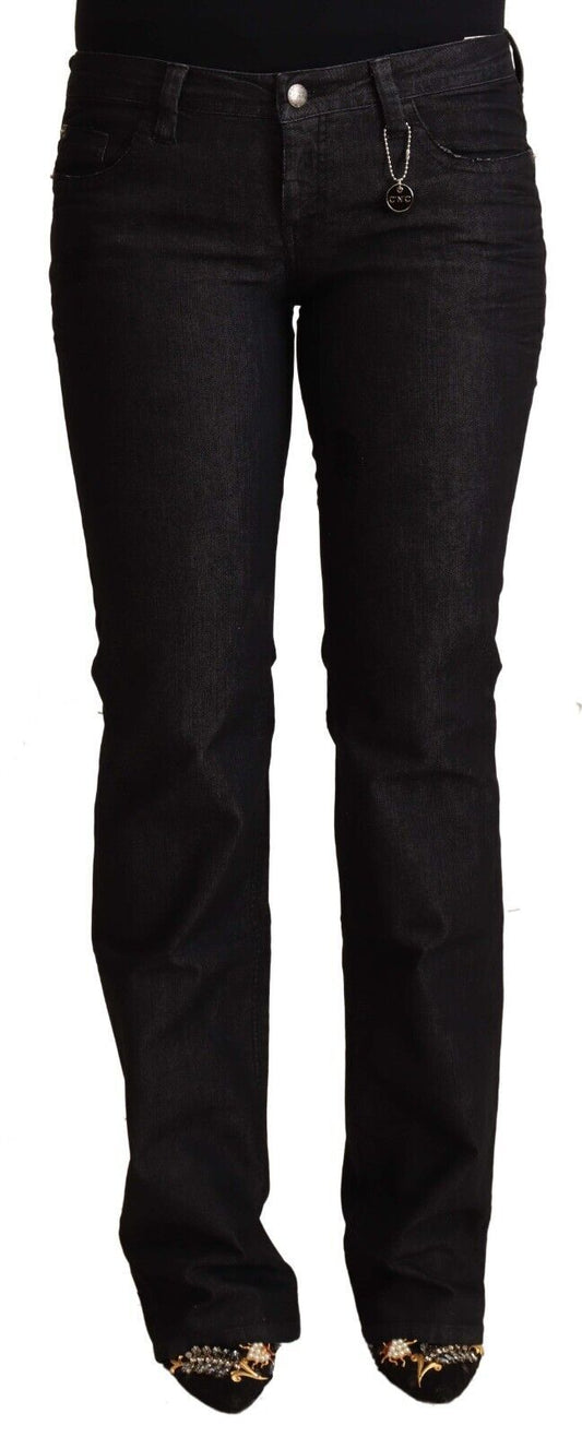 Jeans skinny a vita bassa in cotone nero