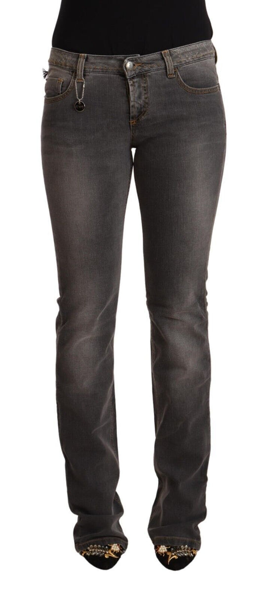 Jeans in denim dritto a vita bassa lavato grigio