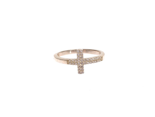 Nialaya Silber CZ Kreuz Statement Ring