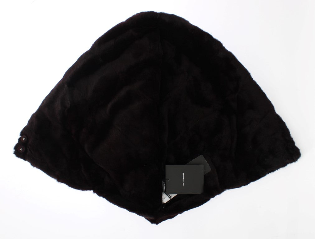 Cappello sciarpa con cappuccio all'uncinetto in pelliccia di donnola viola
