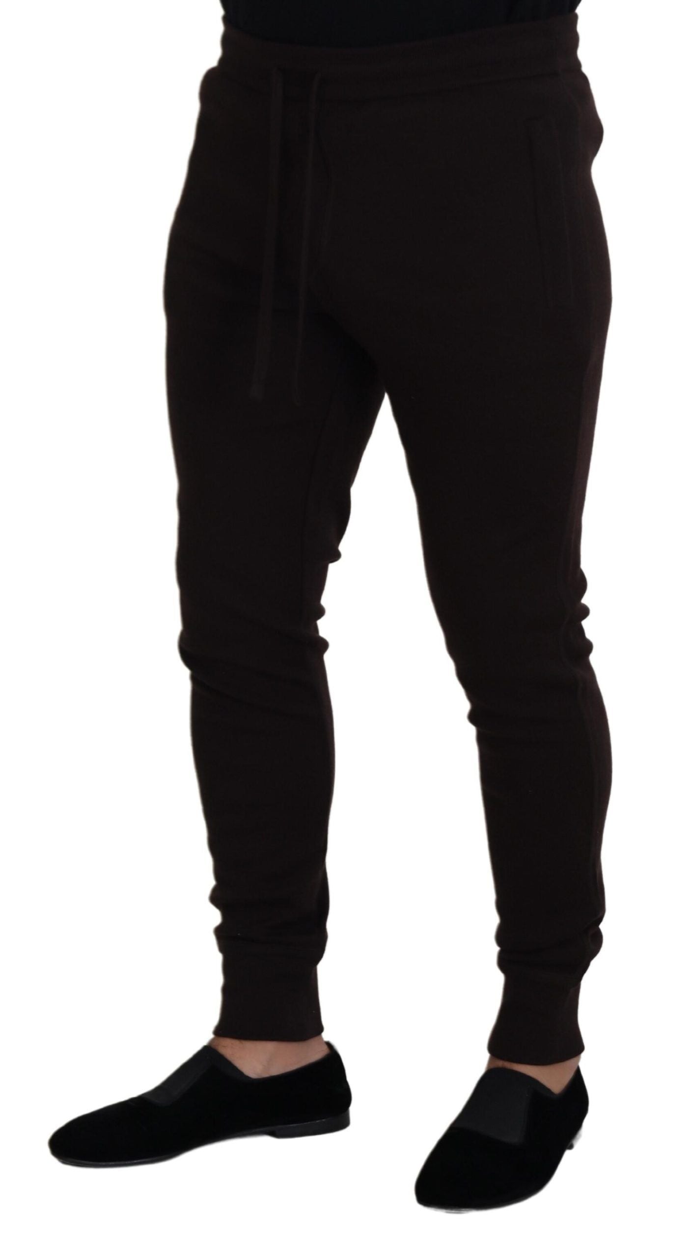 Pantalones de cachemira marrón Pantalones con cordón