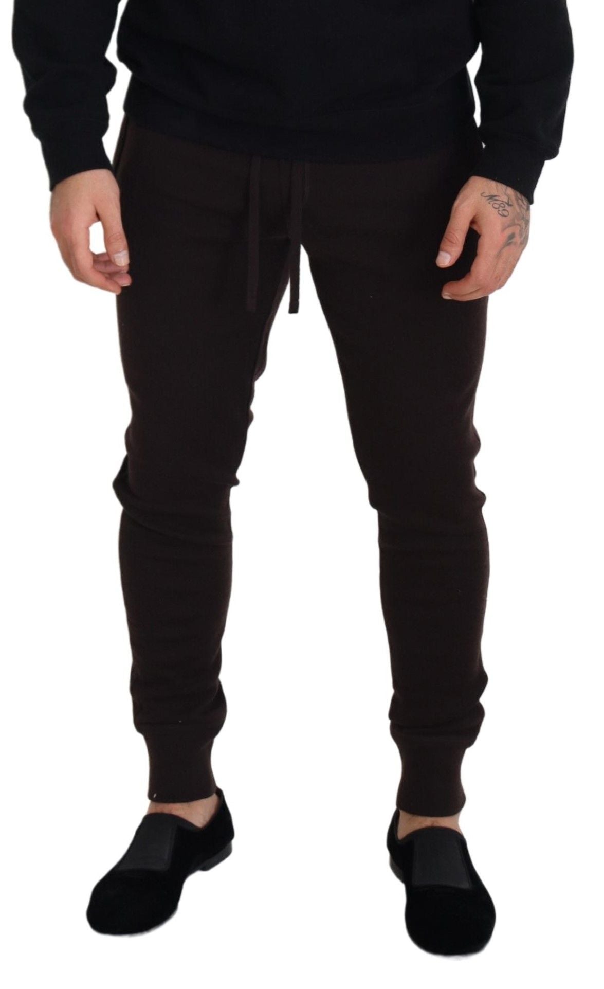 Pantalones de cachemira marrón Pantalones con cordón