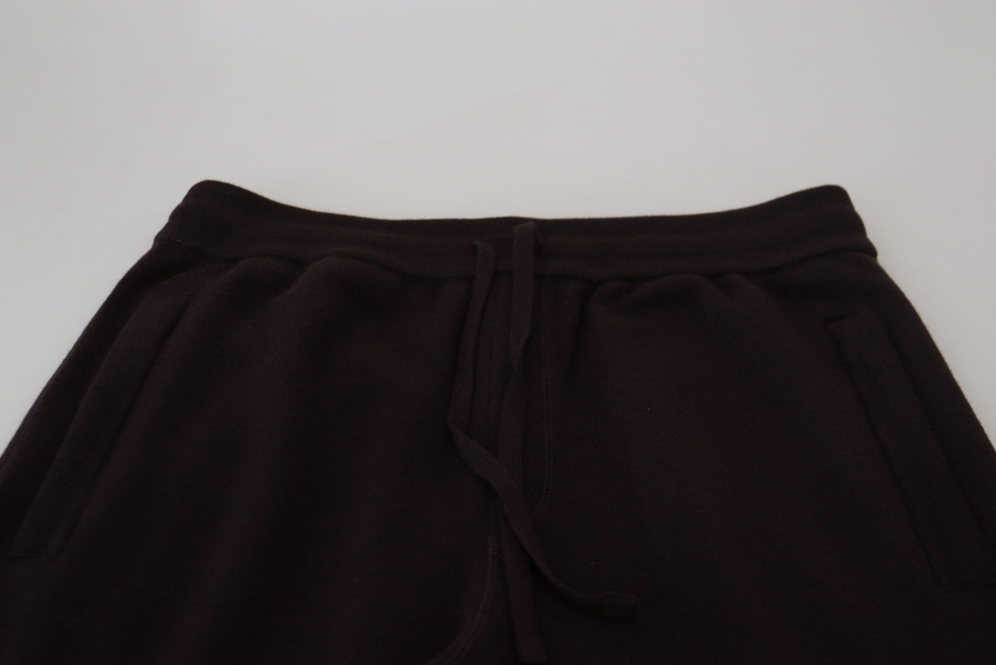 Pantalones de cachemira marrón Pantalones con cordón