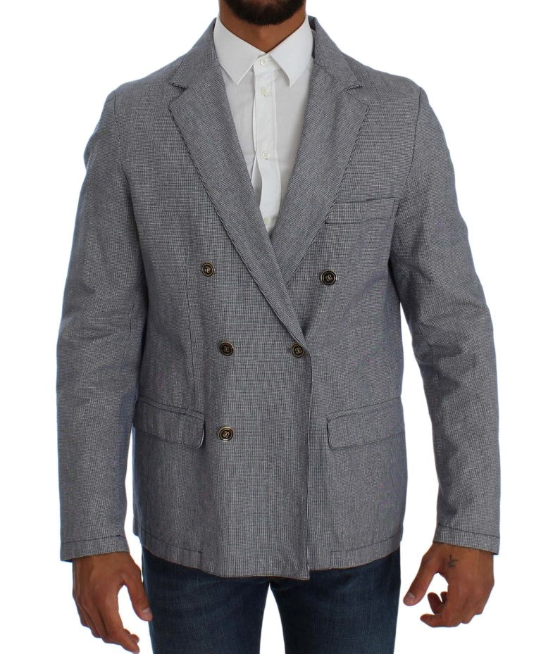 Master Coat Eleganter Doppelreiher Blauer Blazer