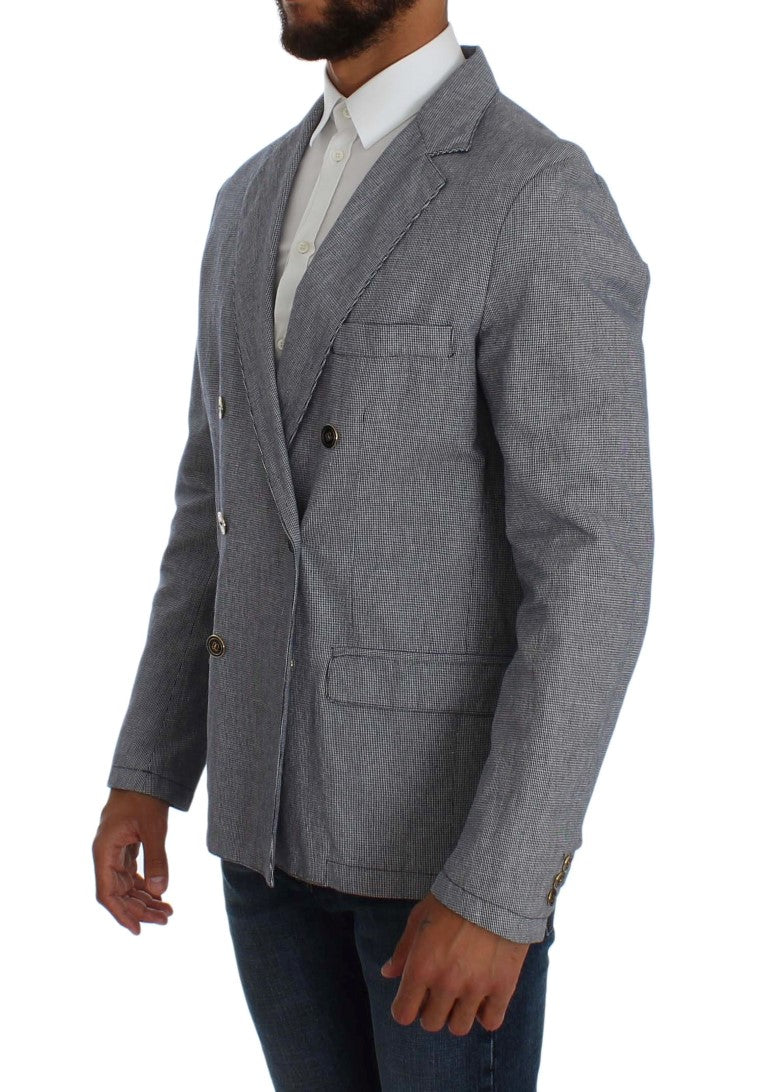 Master Coat Eleganter Doppelreiher Blauer Blazer