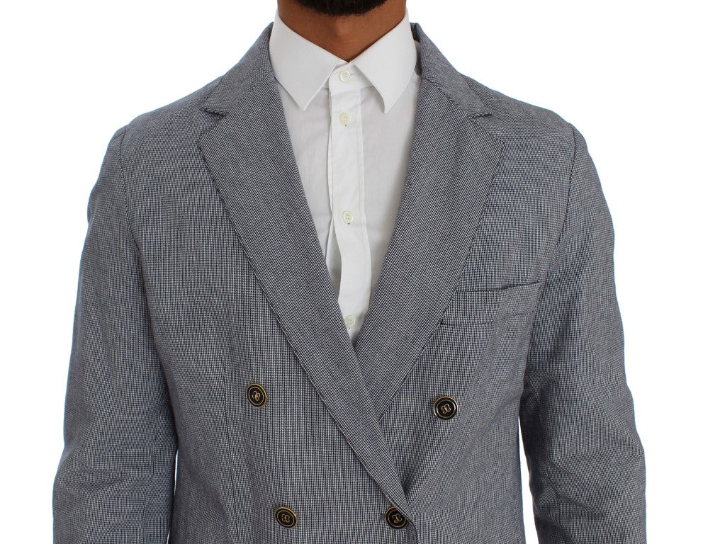 Master Coat Eleganter Doppelreiher Blauer Blazer