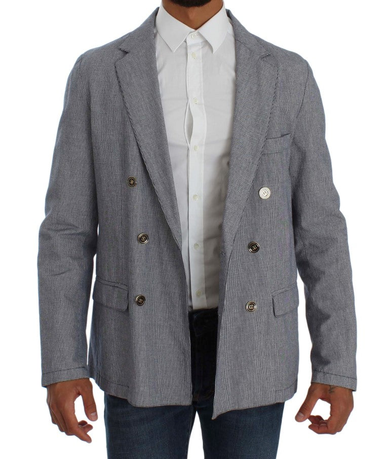 Master Coat Eleganter Doppelreiher Blauer Blazer