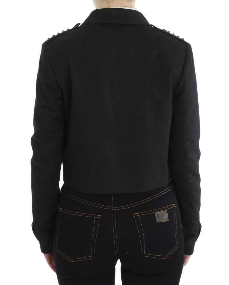 Blazer élégant gris avec boutons dorés Exte