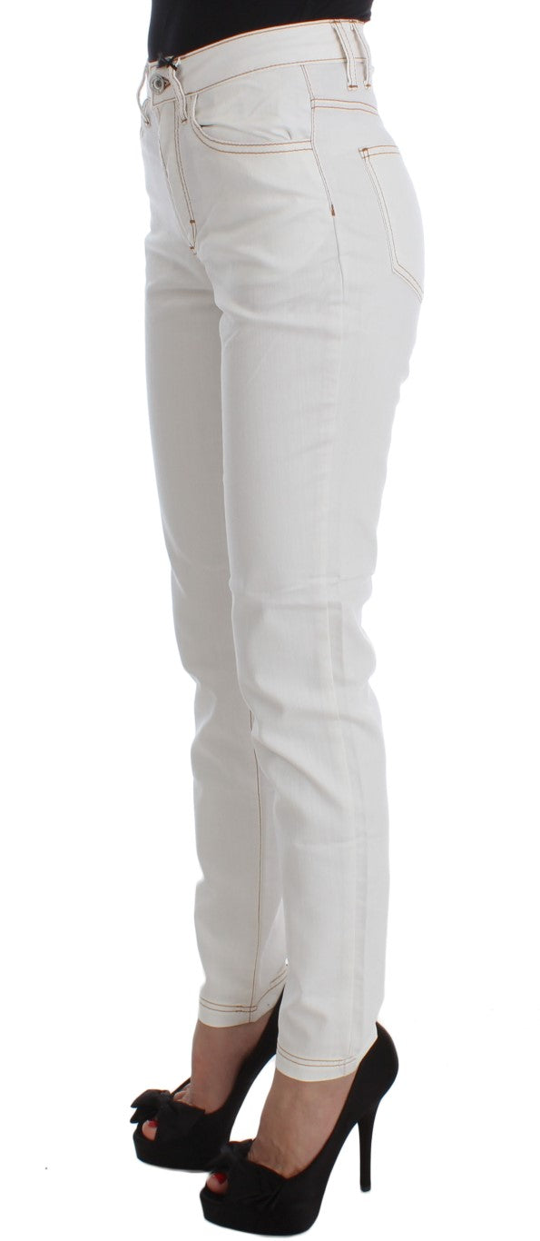 Jeans slim fit in misto cotone bianco