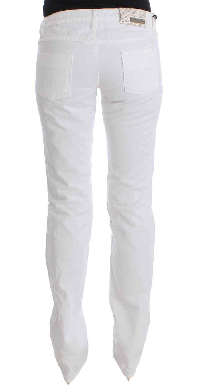 Jeans bootcut in denim slim fit in cotone bianco