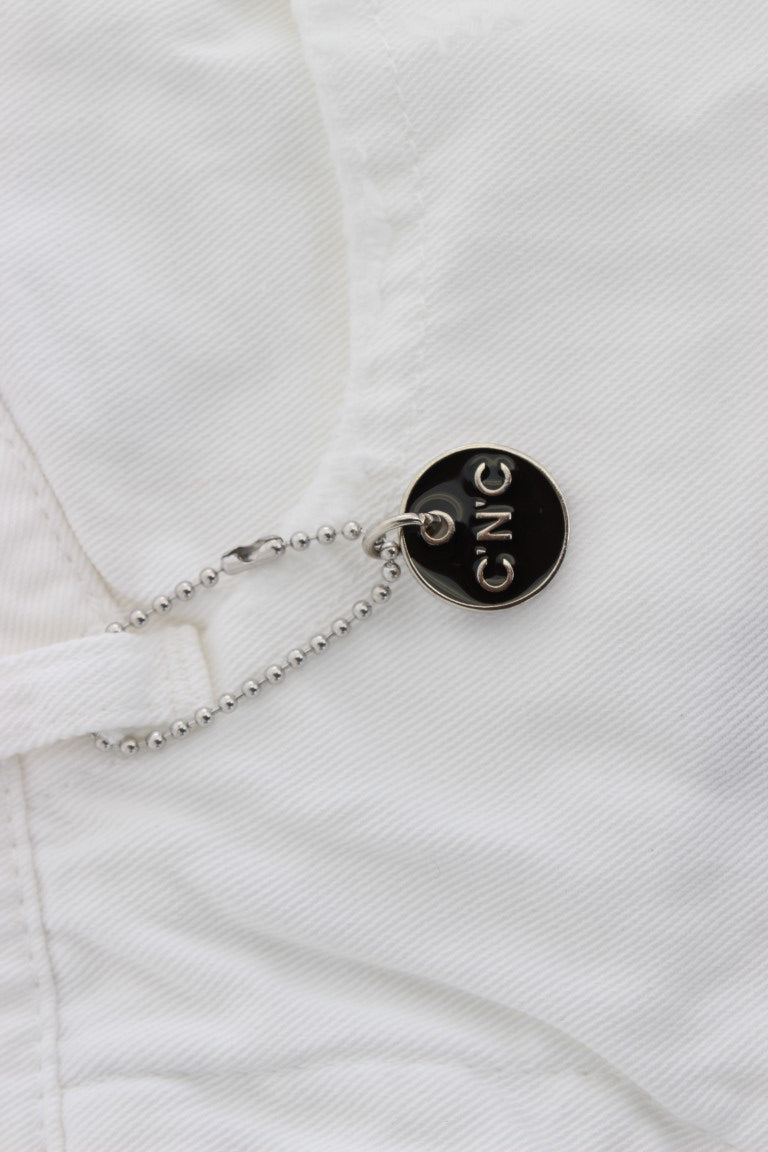 Jeans bootcut in denim slim fit in cotone bianco