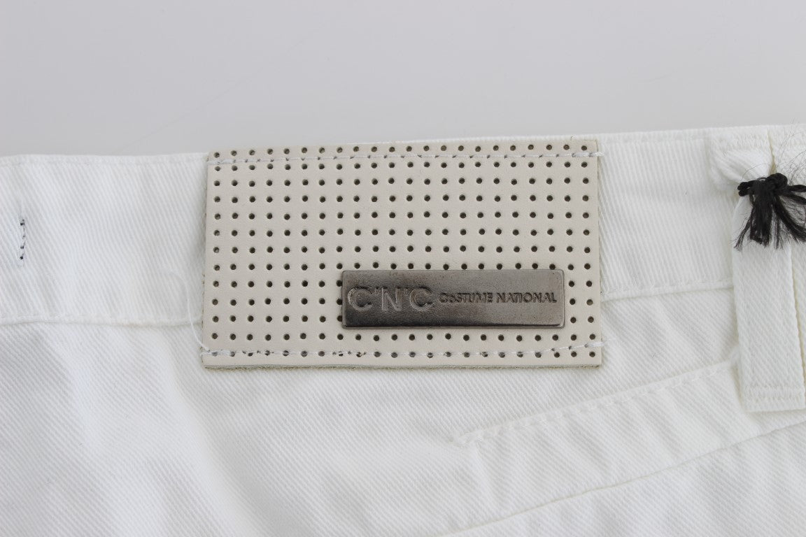 Jeans bootcut in denim slim fit in cotone bianco