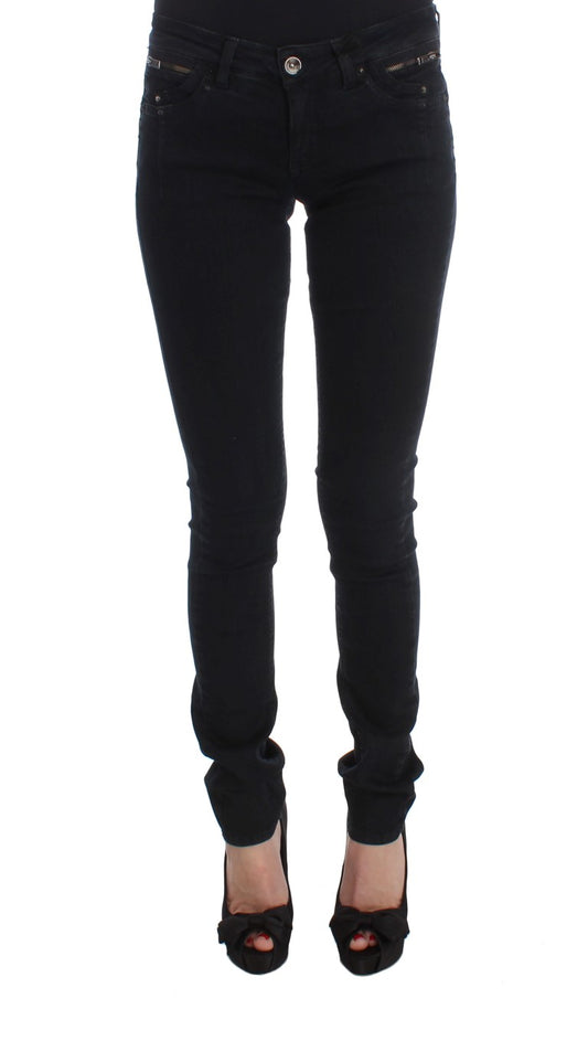 Jeans slim fit in denim di cotone nero