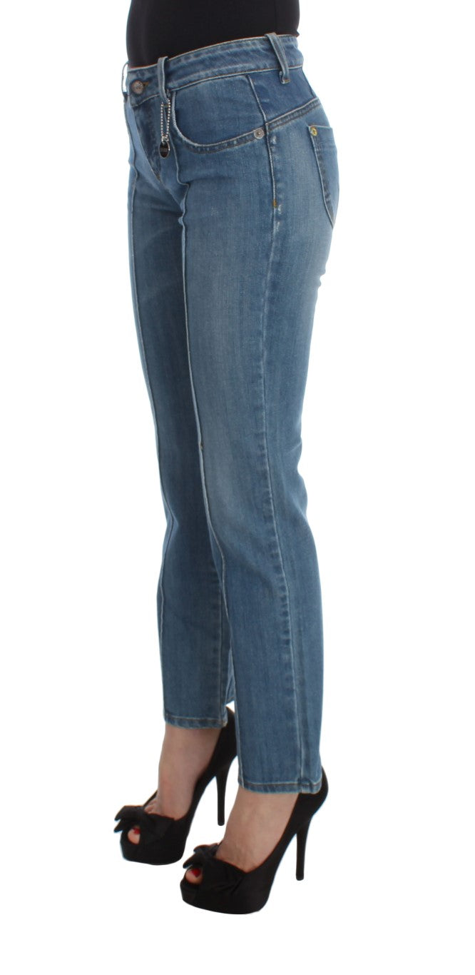 Jeans cropped slim fit in cotone blu