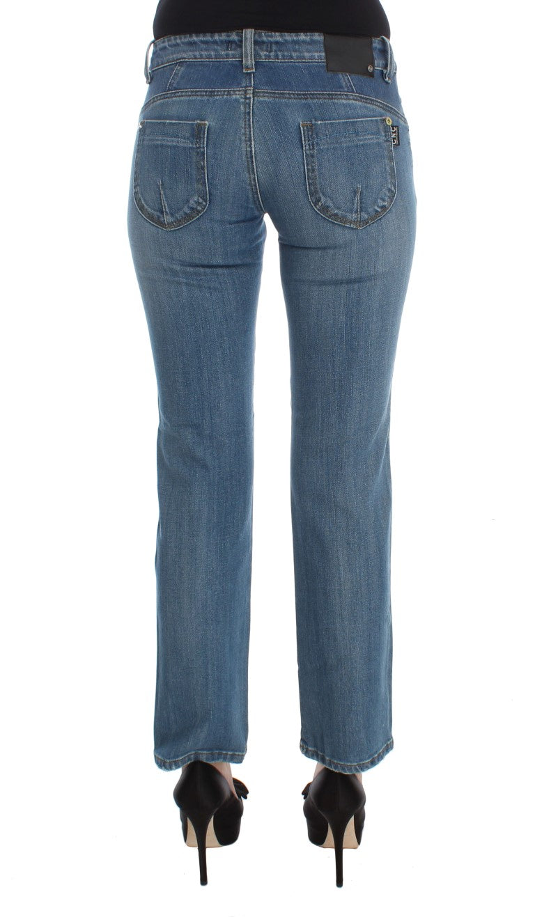 Jeans cropped slim fit in cotone blu