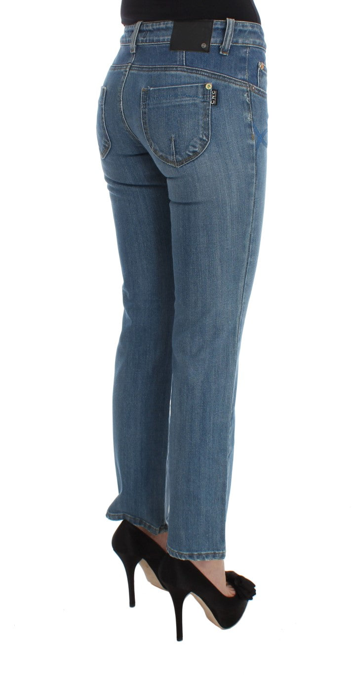 Jeans cropped slim fit in cotone blu