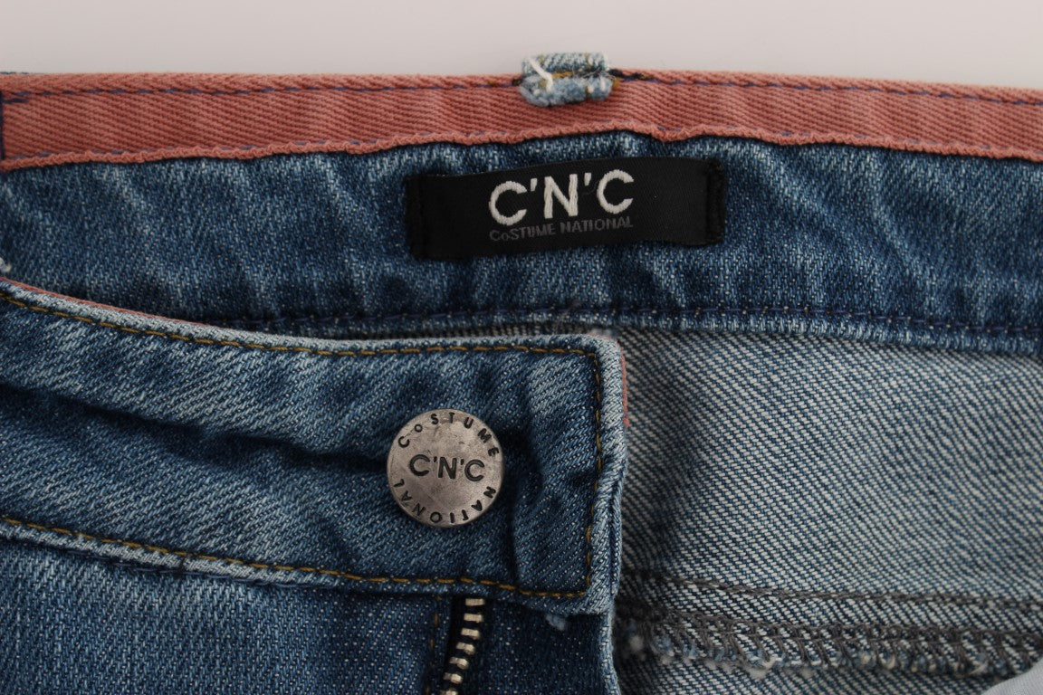 Jeans cropped slim fit in cotone blu