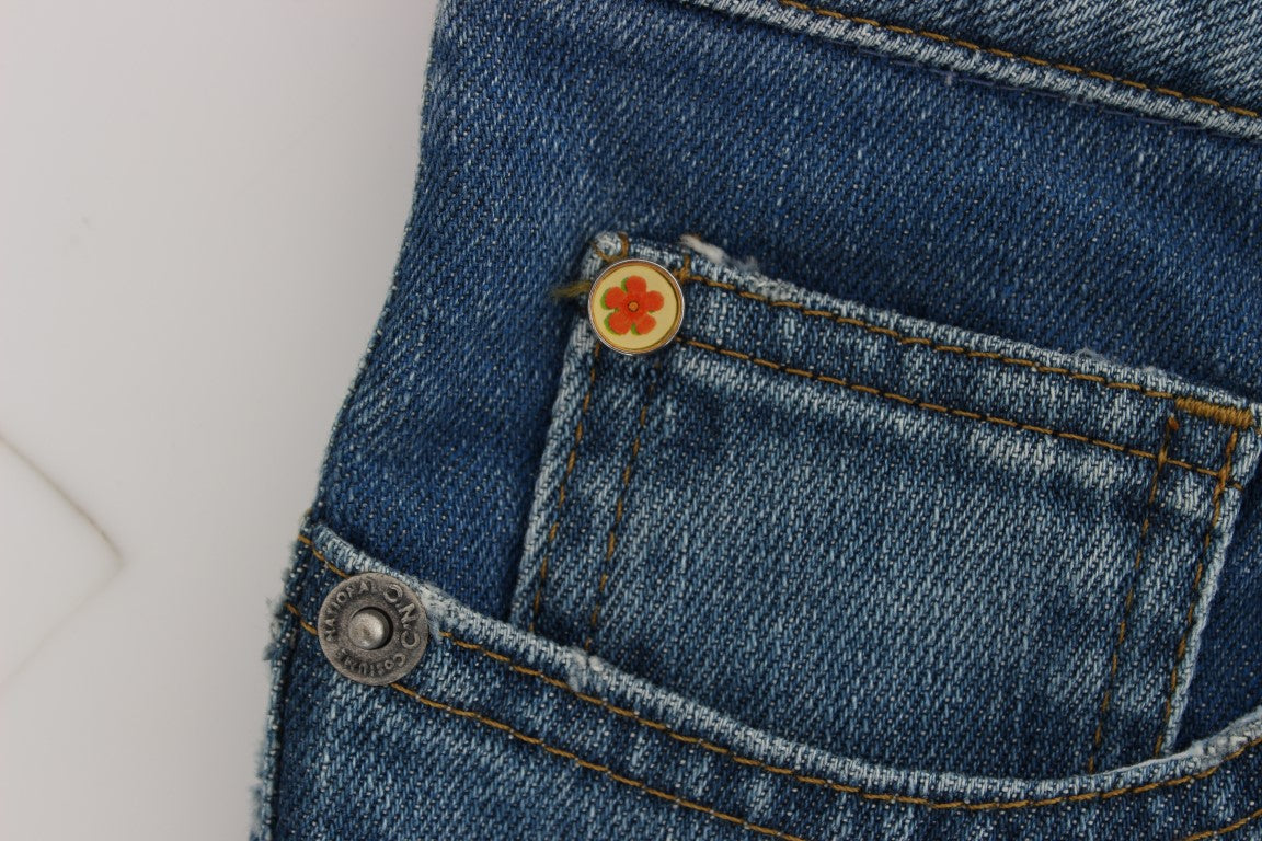Jeans cropped slim fit in cotone blu