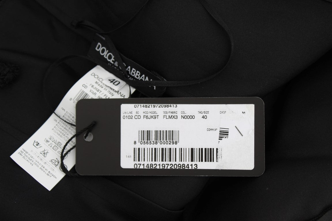 Vestido recto hasta la rodilla con encaje floral negro