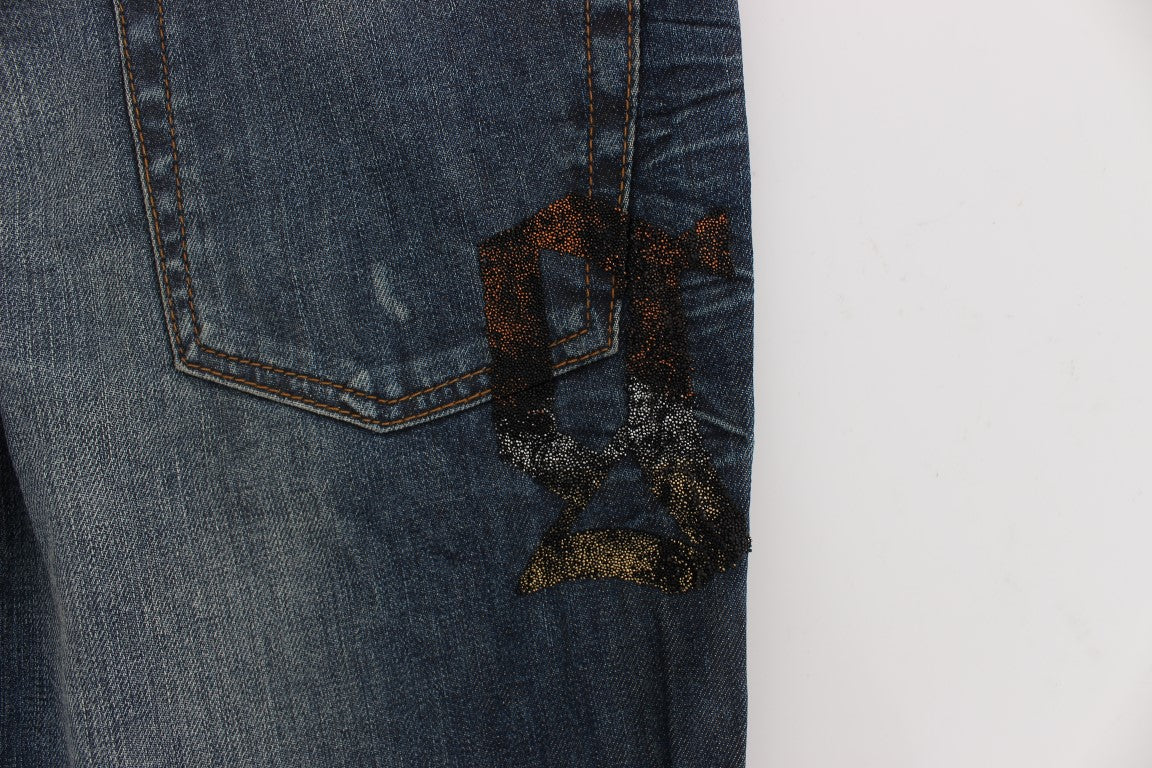 Vaqueros slim de mezcla de algodón con lavado azul
