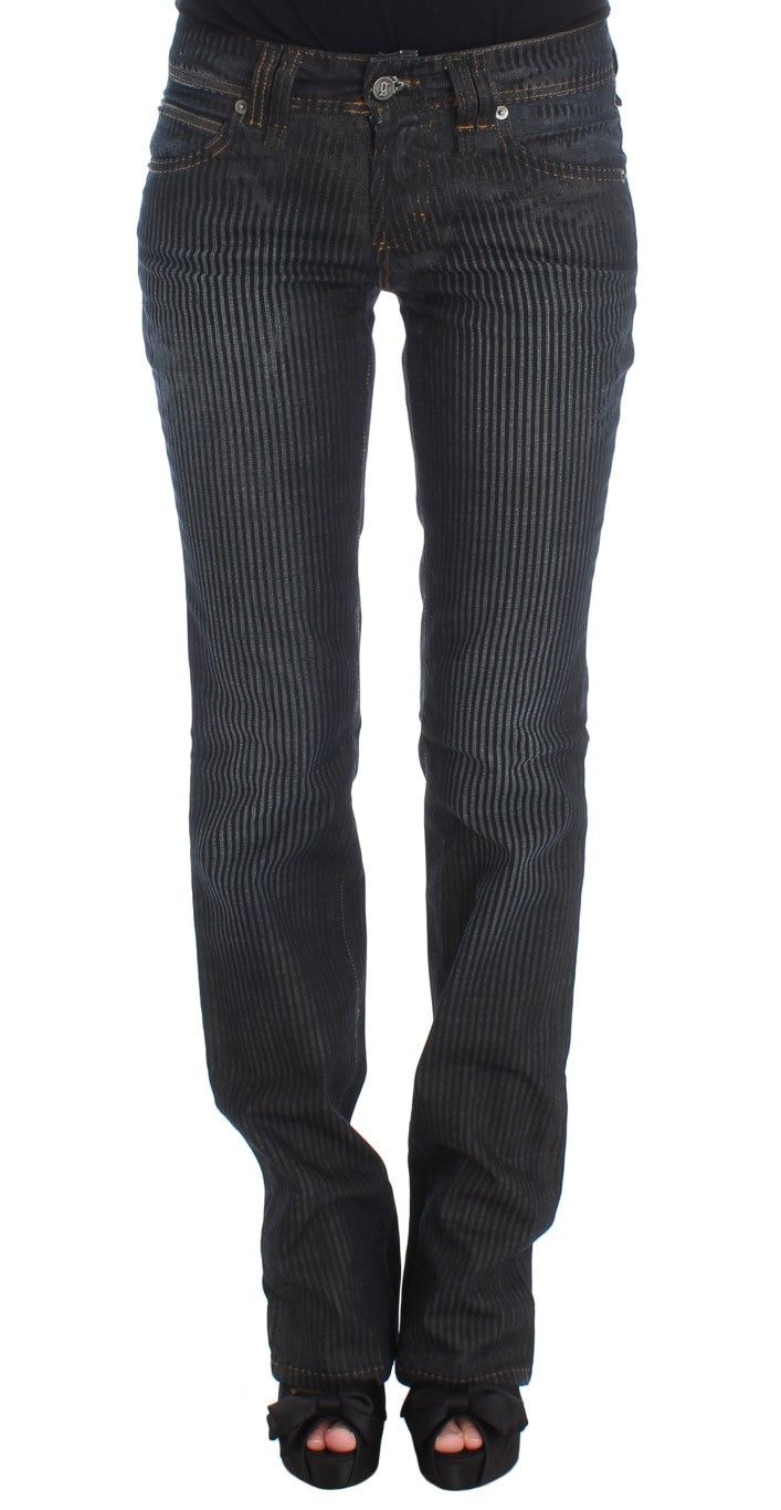 Jeans bootcut slim fit in misto cotone lavato blu