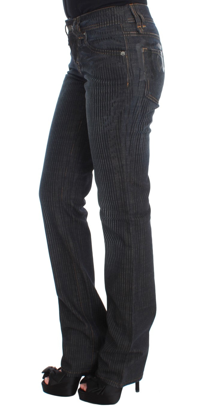 Jeans bootcut slim fit in misto cotone lavato blu
