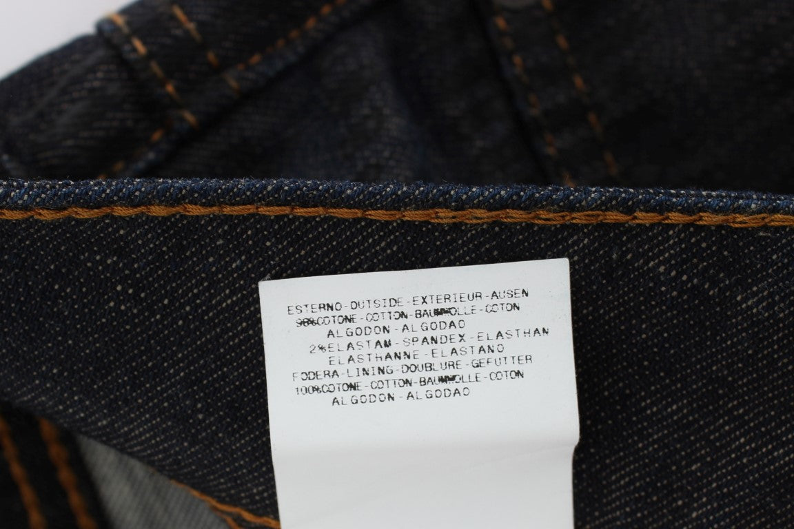 Jeans bootcut slim fit in misto cotone lavato blu