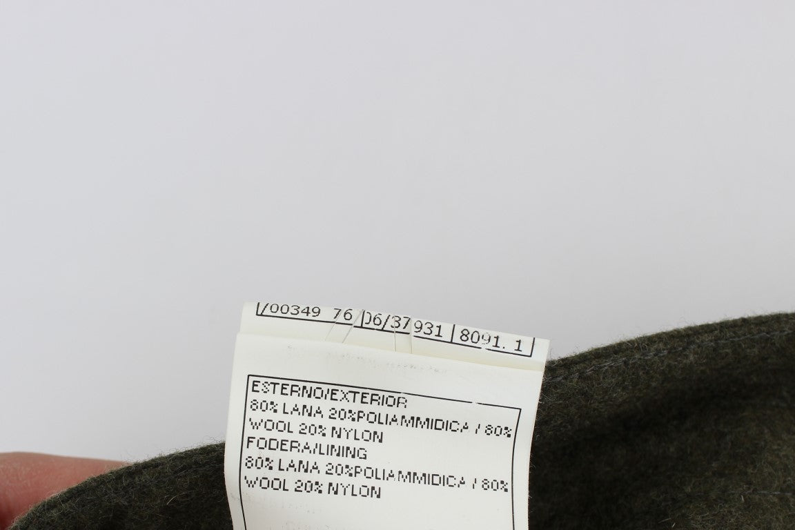 Pantaloni cargo larghi in misto lana verde