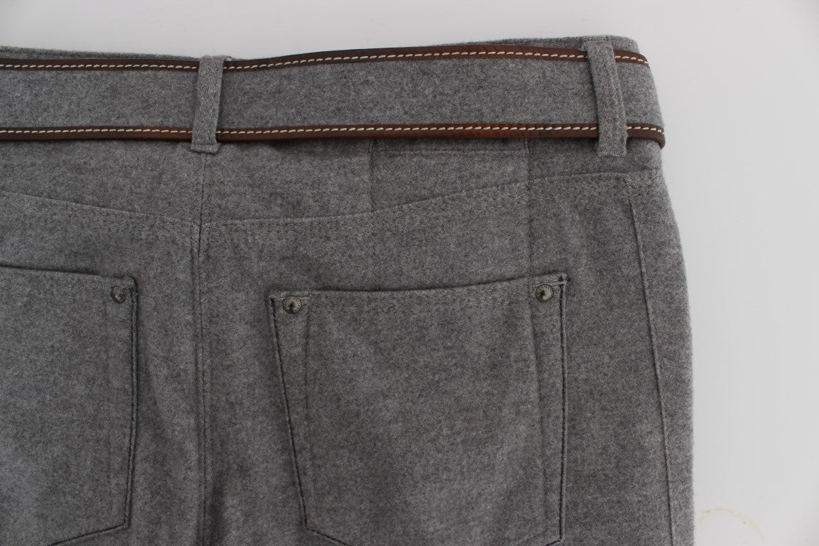 Pantaloni bootcut casual slim fit in cotone grigio
