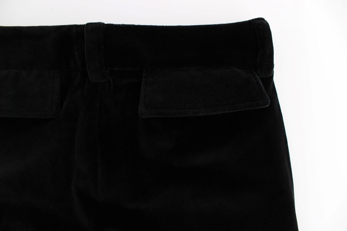 Pantaloni a gamba dritta in cotone velluto nero