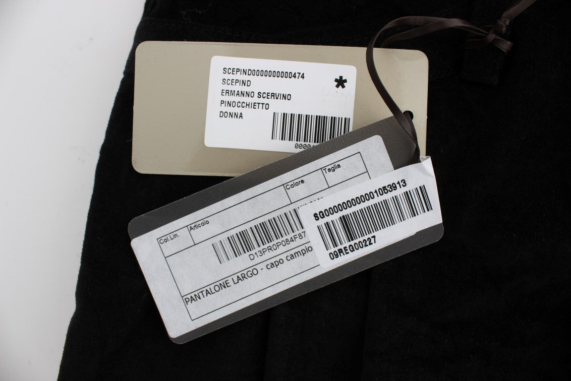 Pantaloni bootcut Capri in cotone e velluto nero