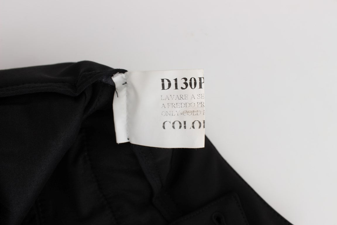 Pantalones capri negros de mezcla de algodón