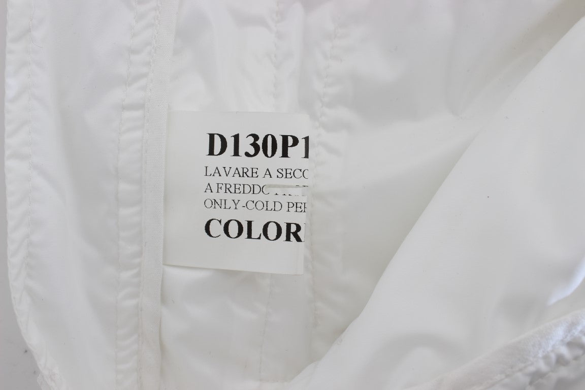 Pantaloni cargo slim fit imbottiti in nylon bianco