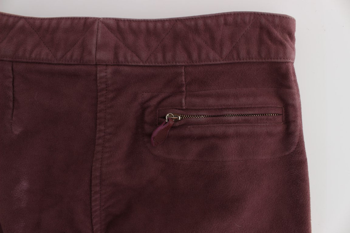 Pantaloni cargo cropped in cotone bordeaux